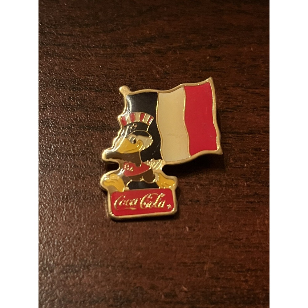 Vintage 1984 Los Angeles Olympics Coca Cola Sam Eagle France Flag Lapel‎ Pin